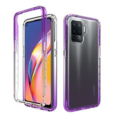 Custodia Silicone Trasparente Ultra Sottile Morbida Cover Fronte e Retro 360 Gradi Sfumato per Oppo Reno5 F Viola