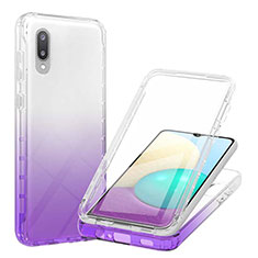 Custodia Silicone Trasparente Ultra Sottile Morbida Cover Fronte e Retro 360 Gradi Sfumato per Samsung Galaxy A02 Viola