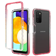 Custodia Silicone Trasparente Ultra Sottile Morbida Cover Fronte e Retro 360 Gradi Sfumato per Samsung Galaxy A02s Rosso