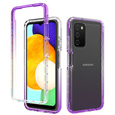 Custodia Silicone Trasparente Ultra Sottile Morbida Cover Fronte e Retro 360 Gradi Sfumato per Samsung Galaxy A02s Viola