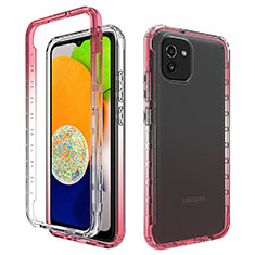 Custodia Silicone Trasparente Ultra Sottile Morbida Cover Fronte e Retro 360 Gradi Sfumato per Samsung Galaxy A03 Rosso