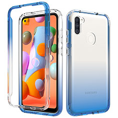Custodia Silicone Trasparente Ultra Sottile Morbida Cover Fronte e Retro 360 Gradi Sfumato per Samsung Galaxy A11 Blu