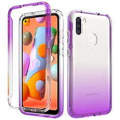 Custodia Silicone Trasparente Ultra Sottile Morbida Cover Fronte e Retro 360 Gradi Sfumato per Samsung Galaxy A11 Viola