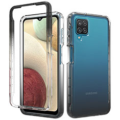 Custodia Silicone Trasparente Ultra Sottile Morbida Cover Fronte e Retro 360 Gradi Sfumato per Samsung Galaxy A12 5G Grigio Scuro