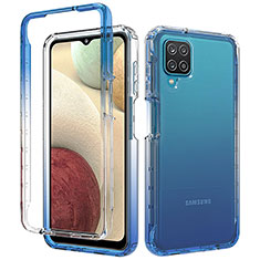 Custodia Silicone Trasparente Ultra Sottile Morbida Cover Fronte e Retro 360 Gradi Sfumato per Samsung Galaxy A12 Blu