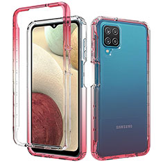 Custodia Silicone Trasparente Ultra Sottile Morbida Cover Fronte e Retro 360 Gradi Sfumato per Samsung Galaxy A12 Nacho Rosso