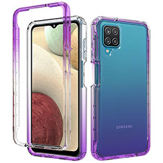 Custodia Silicone Trasparente Ultra Sottile Morbida Cover Fronte e Retro 360 Gradi Sfumato per Samsung Galaxy A12 Nacho Viola