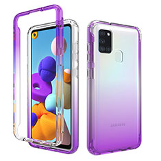 Custodia Silicone Trasparente Ultra Sottile Morbida Cover Fronte e Retro 360 Gradi Sfumato per Samsung Galaxy A21s Viola