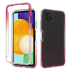 Custodia Silicone Trasparente Ultra Sottile Morbida Cover Fronte e Retro 360 Gradi Sfumato per Samsung Galaxy A22 5G Rosso