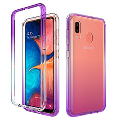 Custodia Silicone Trasparente Ultra Sottile Morbida Cover Fronte e Retro 360 Gradi Sfumato per Samsung Galaxy A30 Viola