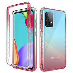Custodia Silicone Trasparente Ultra Sottile Morbida Cover Fronte e Retro 360 Gradi Sfumato per Samsung Galaxy A52 5G Rosso