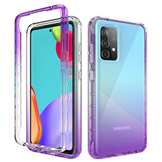 Custodia Silicone Trasparente Ultra Sottile Morbida Cover Fronte e Retro 360 Gradi Sfumato per Samsung Galaxy A52 5G Viola