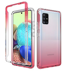 Custodia Silicone Trasparente Ultra Sottile Morbida Cover Fronte e Retro 360 Gradi Sfumato per Samsung Galaxy A71 4G A715 Rosso