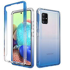 Custodia Silicone Trasparente Ultra Sottile Morbida Cover Fronte e Retro 360 Gradi Sfumato per Samsung Galaxy A71 5G Blu