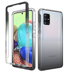 Custodia Silicone Trasparente Ultra Sottile Morbida Cover Fronte e Retro 360 Gradi Sfumato per Samsung Galaxy A71 5G Grigio Scuro