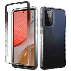 Custodia Silicone Trasparente Ultra Sottile Morbida Cover Fronte e Retro 360 Gradi Sfumato per Samsung Galaxy A72 4G Grigio Scuro