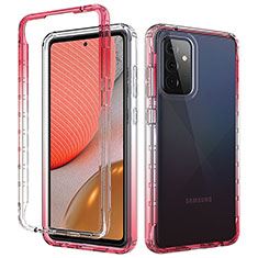 Custodia Silicone Trasparente Ultra Sottile Morbida Cover Fronte e Retro 360 Gradi Sfumato per Samsung Galaxy A72 5G Rosso