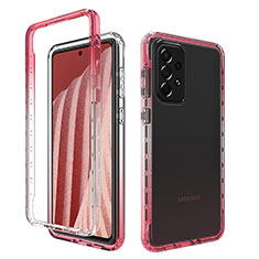 Custodia Silicone Trasparente Ultra Sottile Morbida Cover Fronte e Retro 360 Gradi Sfumato per Samsung Galaxy A73 5G Rosso