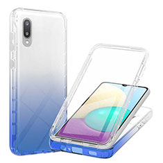 Custodia Silicone Trasparente Ultra Sottile Morbida Cover Fronte e Retro 360 Gradi Sfumato per Samsung Galaxy M02 Blu