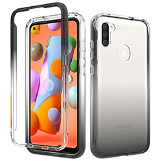 Custodia Silicone Trasparente Ultra Sottile Morbida Cover Fronte e Retro 360 Gradi Sfumato per Samsung Galaxy M11 Grigio Scuro