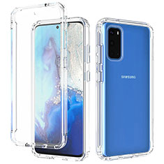 Custodia Silicone Trasparente Ultra Sottile Morbida Cover Fronte e Retro 360 Gradi Sfumato per Samsung Galaxy S20 5G Chiaro