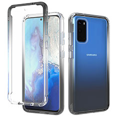 Custodia Silicone Trasparente Ultra Sottile Morbida Cover Fronte e Retro 360 Gradi Sfumato per Samsung Galaxy S20 Grigio Scuro