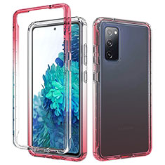 Custodia Silicone Trasparente Ultra Sottile Morbida Cover Fronte e Retro 360 Gradi Sfumato per Samsung Galaxy S20 Lite 5G Rosso