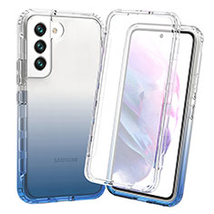 Custodia Silicone Trasparente Ultra Sottile Morbida Cover Fronte e Retro 360 Gradi Sfumato per Samsung Galaxy S21 5G Blu
