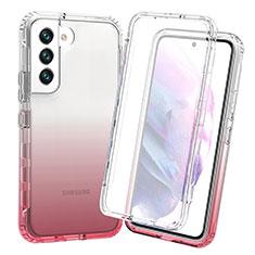 Custodia Silicone Trasparente Ultra Sottile Morbida Cover Fronte e Retro 360 Gradi Sfumato per Samsung Galaxy S21 5G Rosso