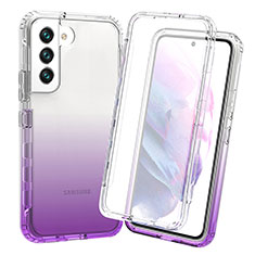 Custodia Silicone Trasparente Ultra Sottile Morbida Cover Fronte e Retro 360 Gradi Sfumato per Samsung Galaxy S22 5G Viola