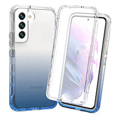 Custodia Silicone Trasparente Ultra Sottile Morbida Cover Fronte e Retro 360 Gradi Sfumato per Samsung Galaxy S22 Plus 5G Blu