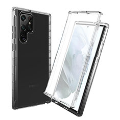 Custodia Silicone Trasparente Ultra Sottile Morbida Cover Fronte e Retro 360 Gradi Sfumato per Samsung Galaxy S22 Ultra 5G Nero