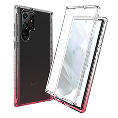 Custodia Silicone Trasparente Ultra Sottile Morbida Cover Fronte e Retro 360 Gradi Sfumato per Samsung Galaxy S23 Ultra 5G Rosso