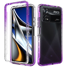 Custodia Silicone Trasparente Ultra Sottile Morbida Cover Fronte e Retro 360 Gradi Sfumato per Xiaomi Poco X4 Pro 5G Viola