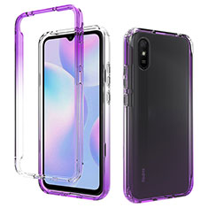 Custodia Silicone Trasparente Ultra Sottile Morbida Cover Fronte e Retro 360 Gradi Sfumato per Xiaomi Redmi 9A Viola