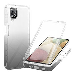 Custodia Silicone Trasparente Ultra Sottile Morbida Cover Fronte e Retro 360 Gradi Sfumato YB1 per Samsung Galaxy A12 Nacho Nero