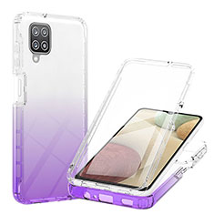 Custodia Silicone Trasparente Ultra Sottile Morbida Cover Fronte e Retro 360 Gradi Sfumato YB1 per Samsung Galaxy A12 Viola
