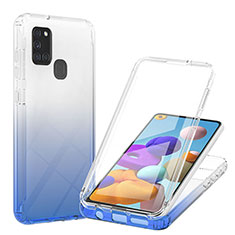 Custodia Silicone Trasparente Ultra Sottile Morbida Cover Fronte e Retro 360 Gradi Sfumato YB1 per Samsung Galaxy A21s Blu