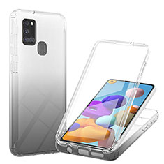 Custodia Silicone Trasparente Ultra Sottile Morbida Cover Fronte e Retro 360 Gradi Sfumato YB1 per Samsung Galaxy A21s Nero