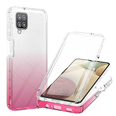 Custodia Silicone Trasparente Ultra Sottile Morbida Cover Fronte e Retro 360 Gradi Sfumato YB1 per Samsung Galaxy F12 Rosa