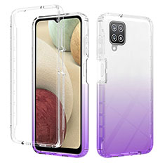 Custodia Silicone Trasparente Ultra Sottile Morbida Cover Fronte e Retro 360 Gradi Sfumato YB2 per Samsung Galaxy A12 Viola