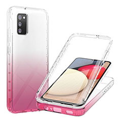 Custodia Silicone Trasparente Ultra Sottile Morbida Cover Fronte e Retro 360 Gradi Sfumato ZJ1 per Samsung Galaxy A02s Rosa