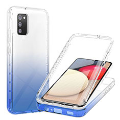 Custodia Silicone Trasparente Ultra Sottile Morbida Cover Fronte e Retro 360 Gradi Sfumato ZJ1 per Samsung Galaxy A03s Blu