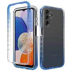 Custodia Silicone Trasparente Ultra Sottile Morbida Cover Fronte e Retro 360 Gradi Sfumato ZJ1 per Samsung Galaxy A14 4G Blu