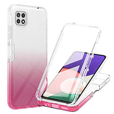 Custodia Silicone Trasparente Ultra Sottile Morbida Cover Fronte e Retro 360 Gradi Sfumato ZJ1 per Samsung Galaxy A22 5G Rosa