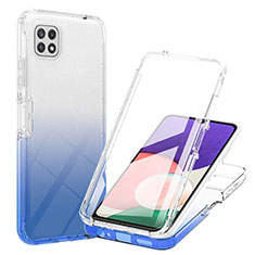 Custodia Silicone Trasparente Ultra Sottile Morbida Cover Fronte e Retro 360 Gradi Sfumato ZJ1 per Samsung Galaxy A22s 5G Blu
