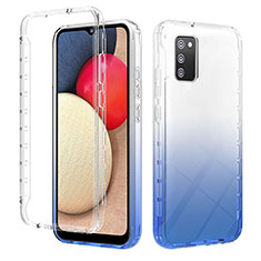 Custodia Silicone Trasparente Ultra Sottile Morbida Cover Fronte e Retro 360 Gradi Sfumato ZJ2 per Samsung Galaxy A02s Blu