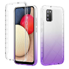 Custodia Silicone Trasparente Ultra Sottile Morbida Cover Fronte e Retro 360 Gradi Sfumato ZJ2 per Samsung Galaxy A02s Viola