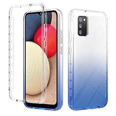 Custodia Silicone Trasparente Ultra Sottile Morbida Cover Fronte e Retro 360 Gradi Sfumato ZJ2 per Samsung Galaxy M02s Blu