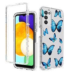 Custodia Silicone Trasparente Ultra Sottile Morbida Cover Fronte e Retro 360 JX3 per Samsung Galaxy A03s Blu